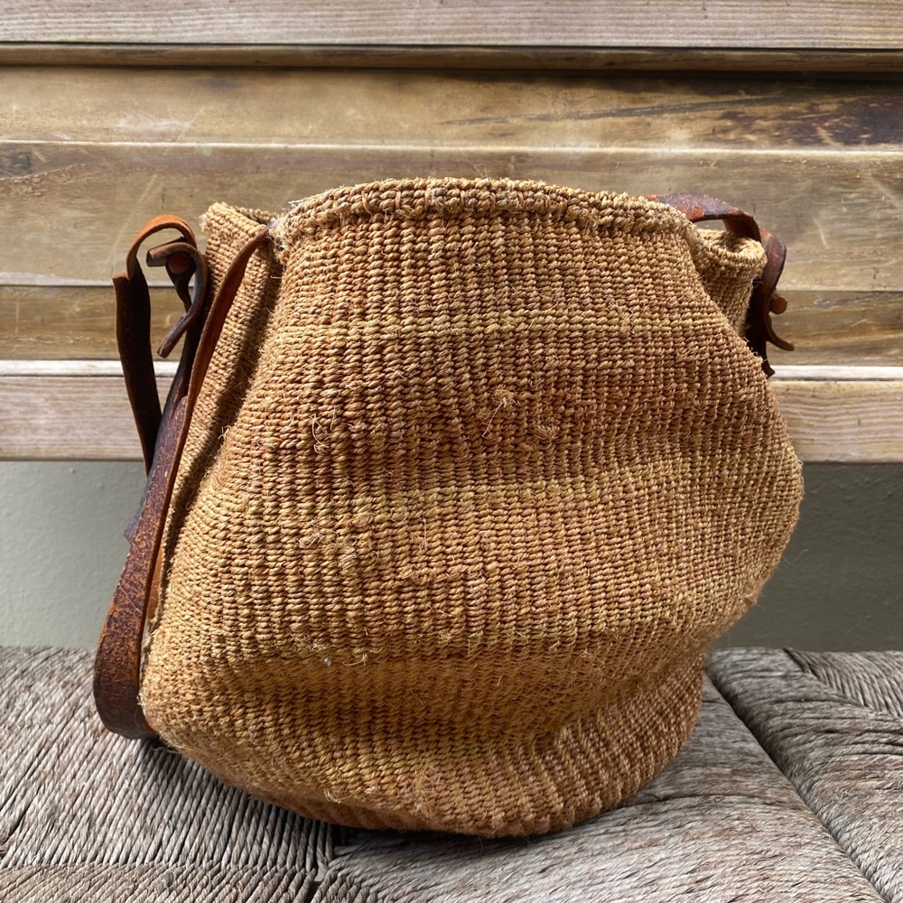 Vintage woven sisal market bag.